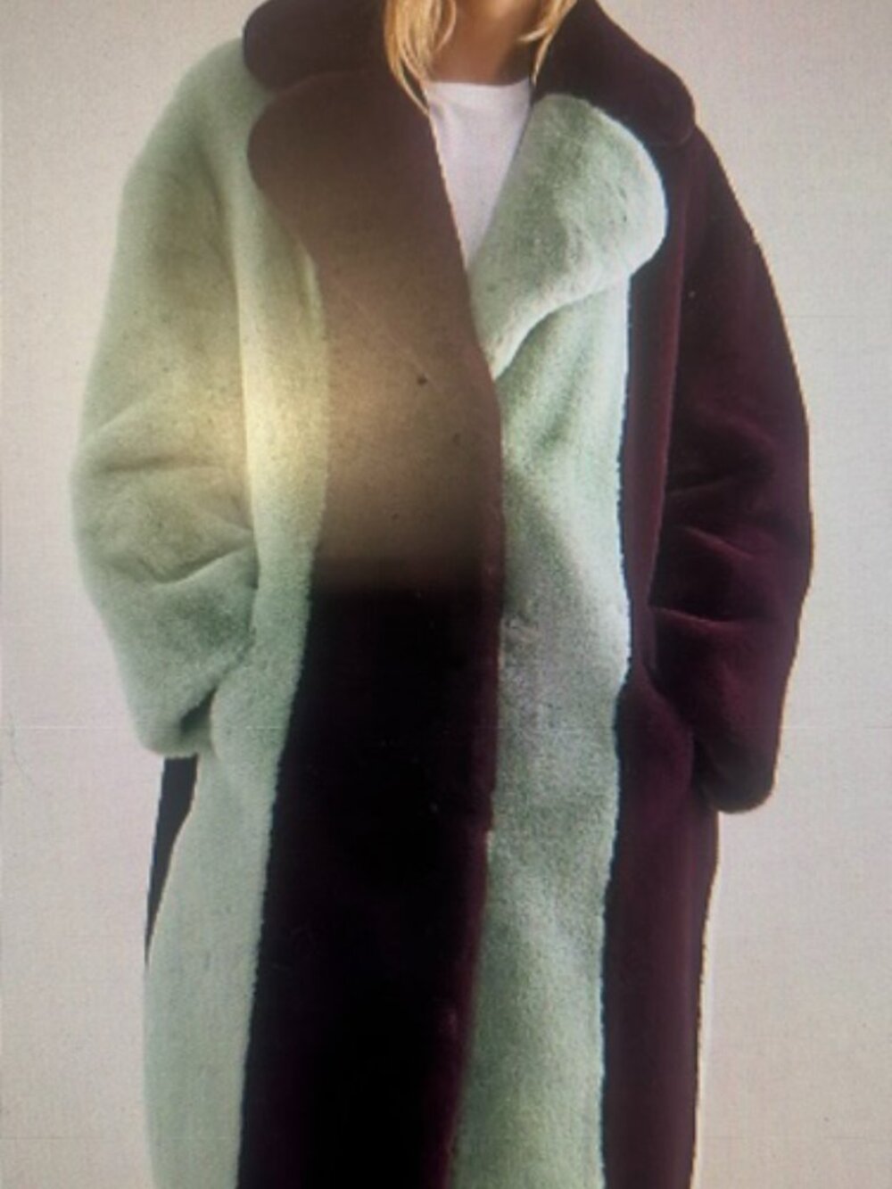 Anthropologie x Jakke Katie Striped Soft Fluffy Faux Fur Lined Color Block Coat